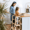 STEP'n'SIT® Convertible 2-in-1 Helper Tower/Table With Support Legs - Natural wood