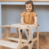 STEP'n'SIT® Convertible 2-in-1 Helper Tower/Table With Support Legs - Natural wood