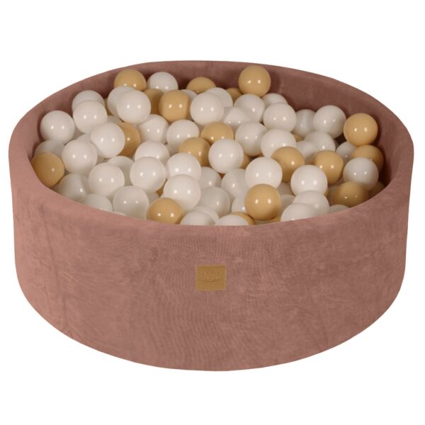 round-ball-pit-with-200-whitebeige-90x30cm-beige-velvet-0f7e5add.jpg Round Ball Pit With 200 White/Beige, 90x30cm - Beige Velvet
